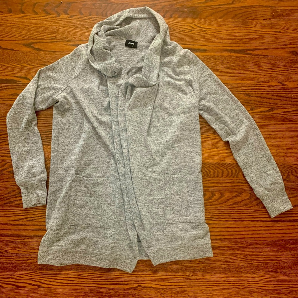 OPEN FRONT LIGHT GREY CARDIGAN